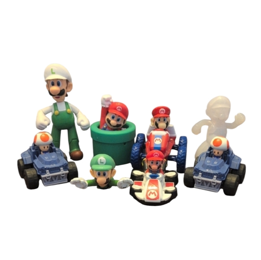 Nintendo Super Mario Kart Toy Lot with Luigi and Mario Figures